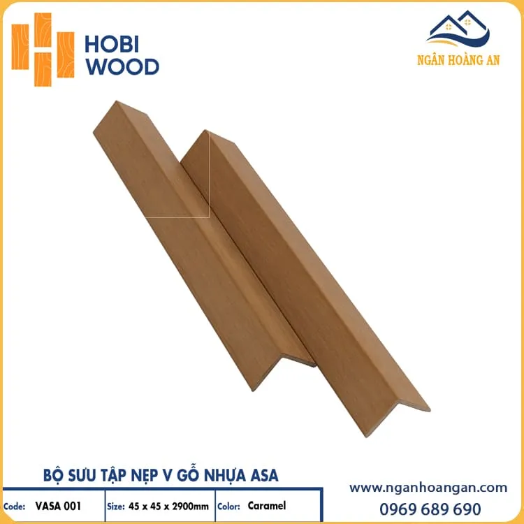 Nẹp Góc V Gỗ Nhựa Ngoài Trời Hobiwood Phủ ASA V45x45